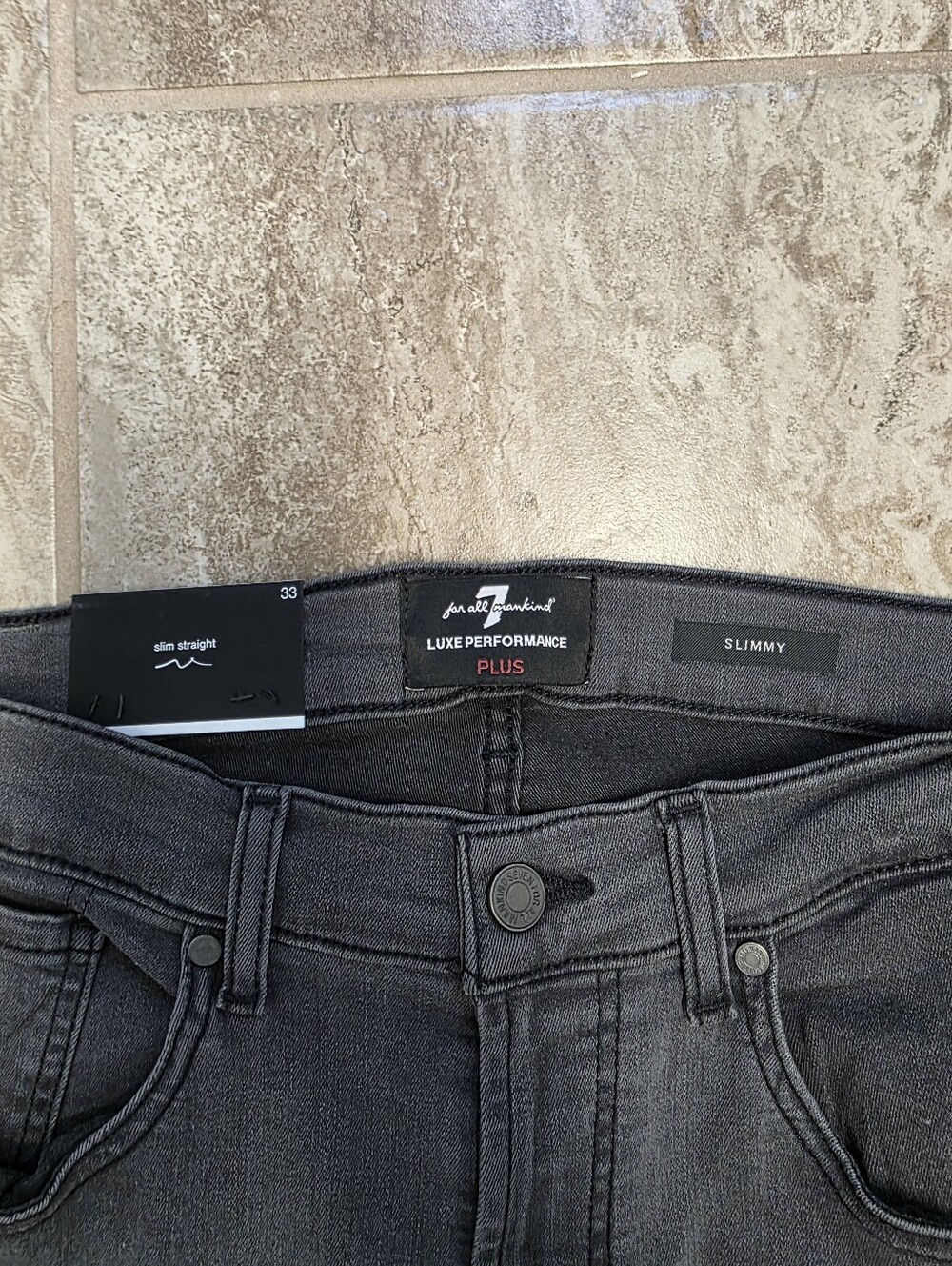 7 For All Mankind Mens Slim Straight Luxe Performance Slimmy Plus Size 33 X 35 - Picture 13 of 15